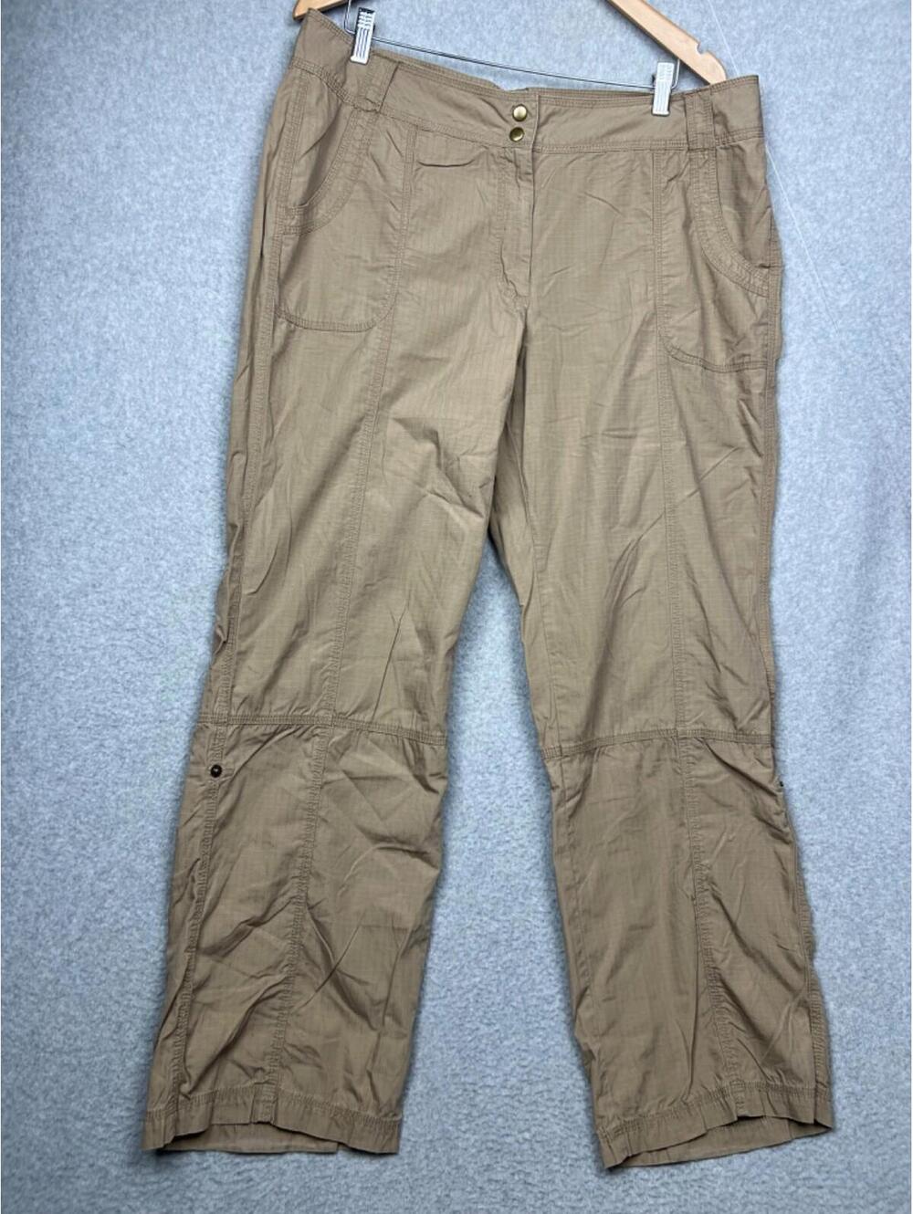 Y2k 90s Kate Hill Cargo Hiking Pants Womens 14W Cotton Beige Casual Summer
